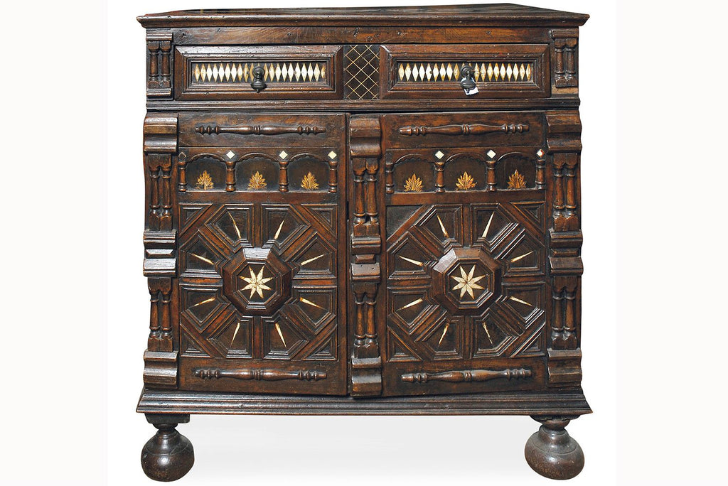 An English I Ivory Inlaid Walnut Chest of Drawers
