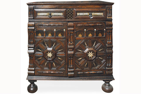 An English I Ivory Inlaid Walnut Chest of Drawers