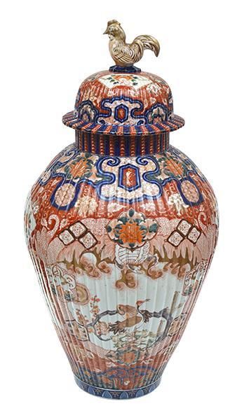 A Substantial Japanese Imari Vase With Cover