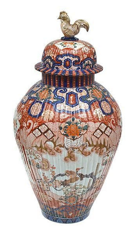 A Substantial Japanese Imari Vase With Cover