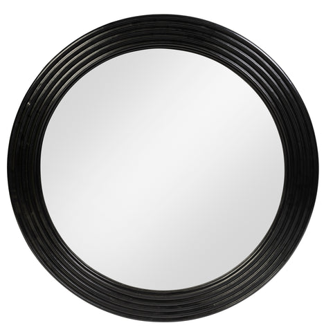 A Round Ebonised Conex Mirror