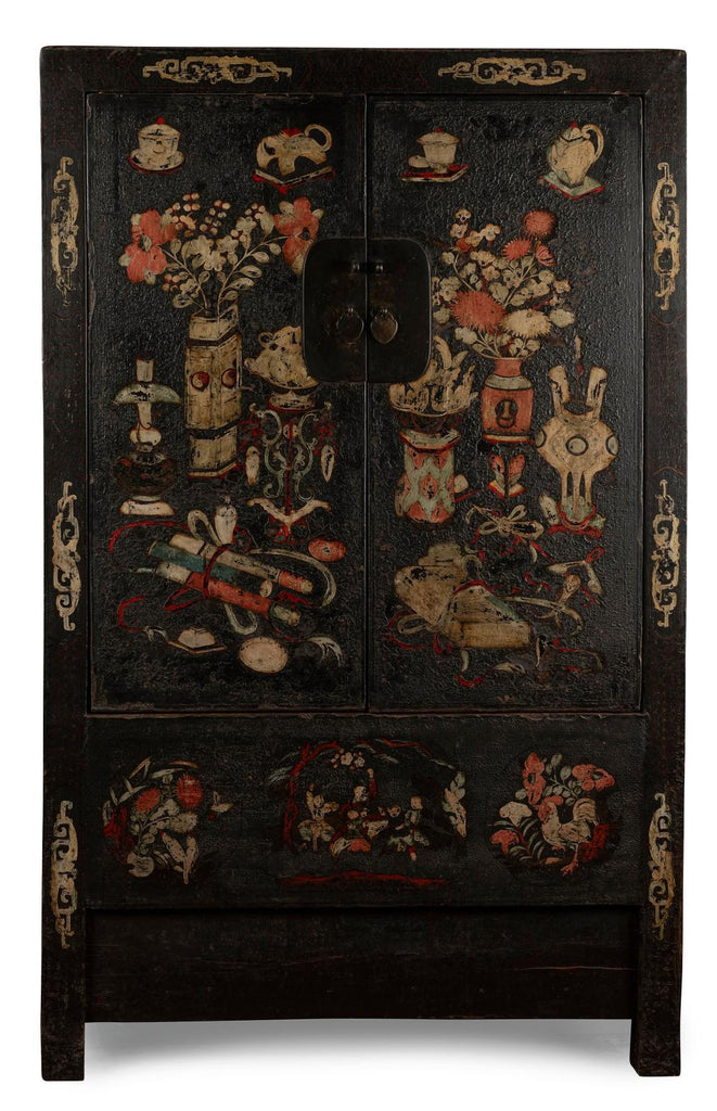 A Matched Pair of early 20th Century of Polychrome and Gesso Cabinets