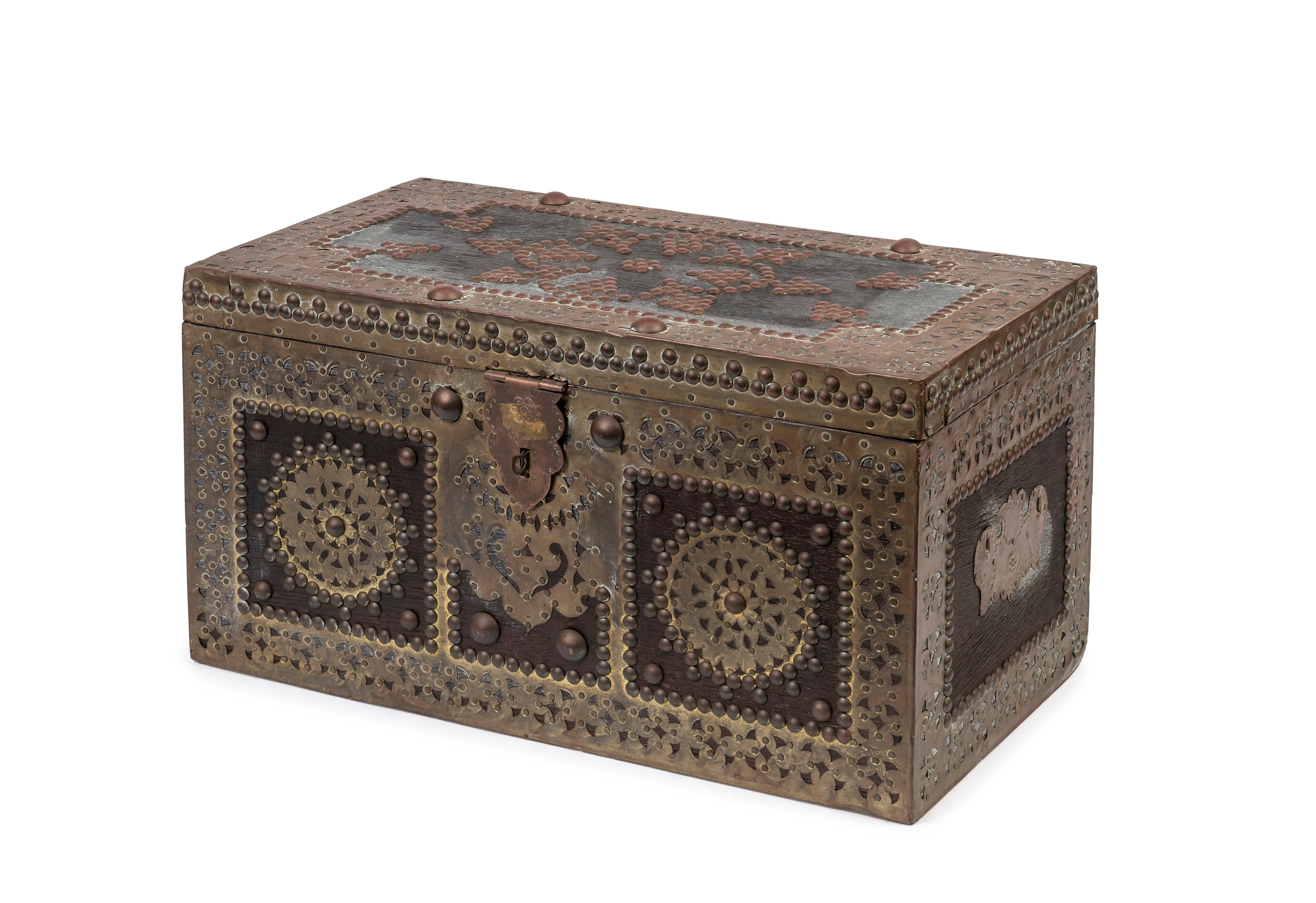 A Latched Timber Chest with Brass Overlay, 19th Century (GS 20)