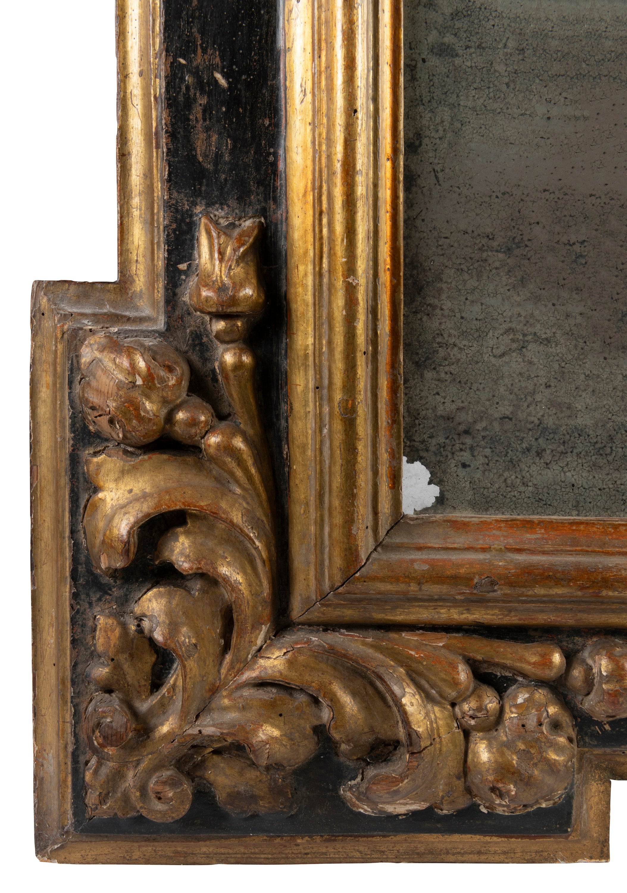 An 18th Century Spanish Gilt Wood and Polychrome Wall Mirror (GS 245)