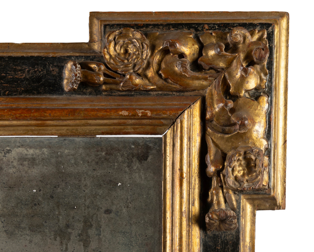An 18th Century Spanish Gilt Wood and Polychrome Wall Mirror (GS 245)
