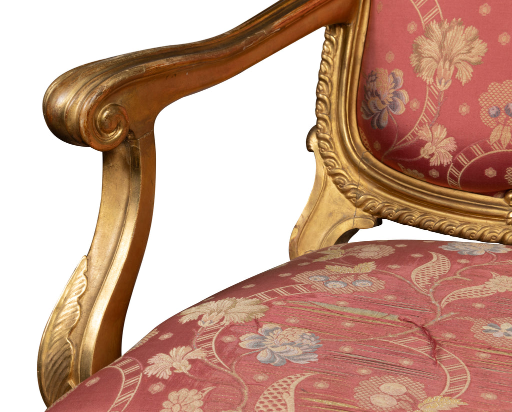 A Pair of Louis  XVI Giltwood Armchairs, Late 18th Century (GS 266)