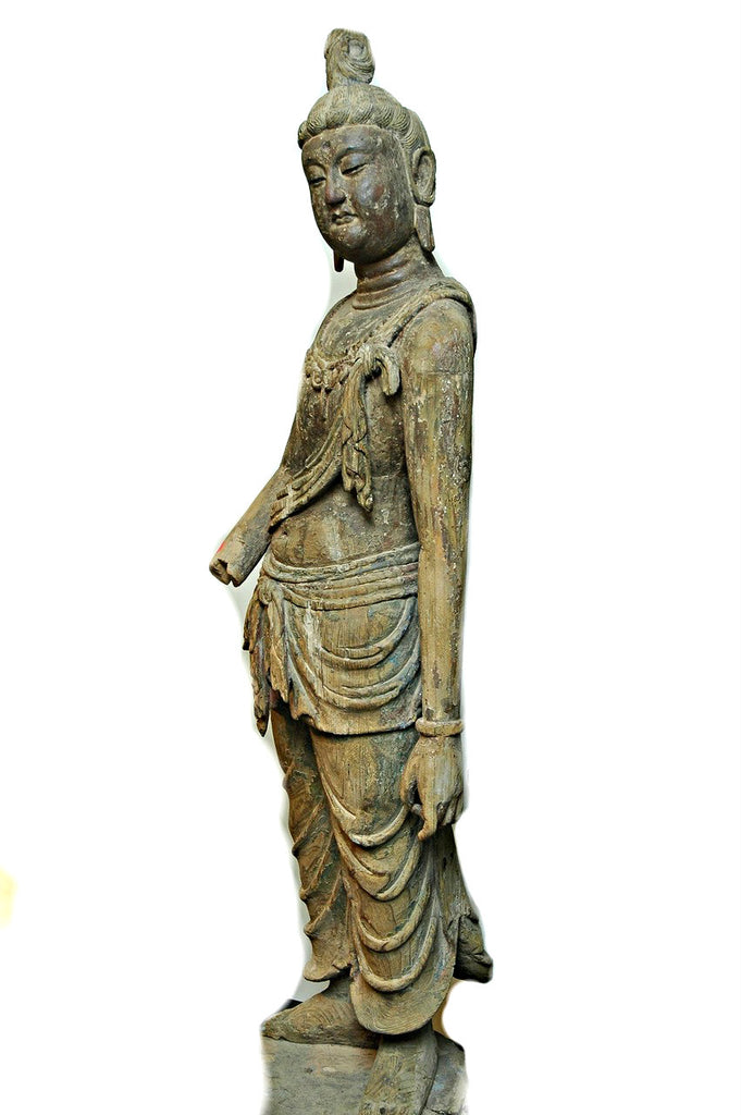 A Chinese Carved Wood Standing Figure of a Bodhisattva, Mid Ming Dynasty (1368-1644) GS 368