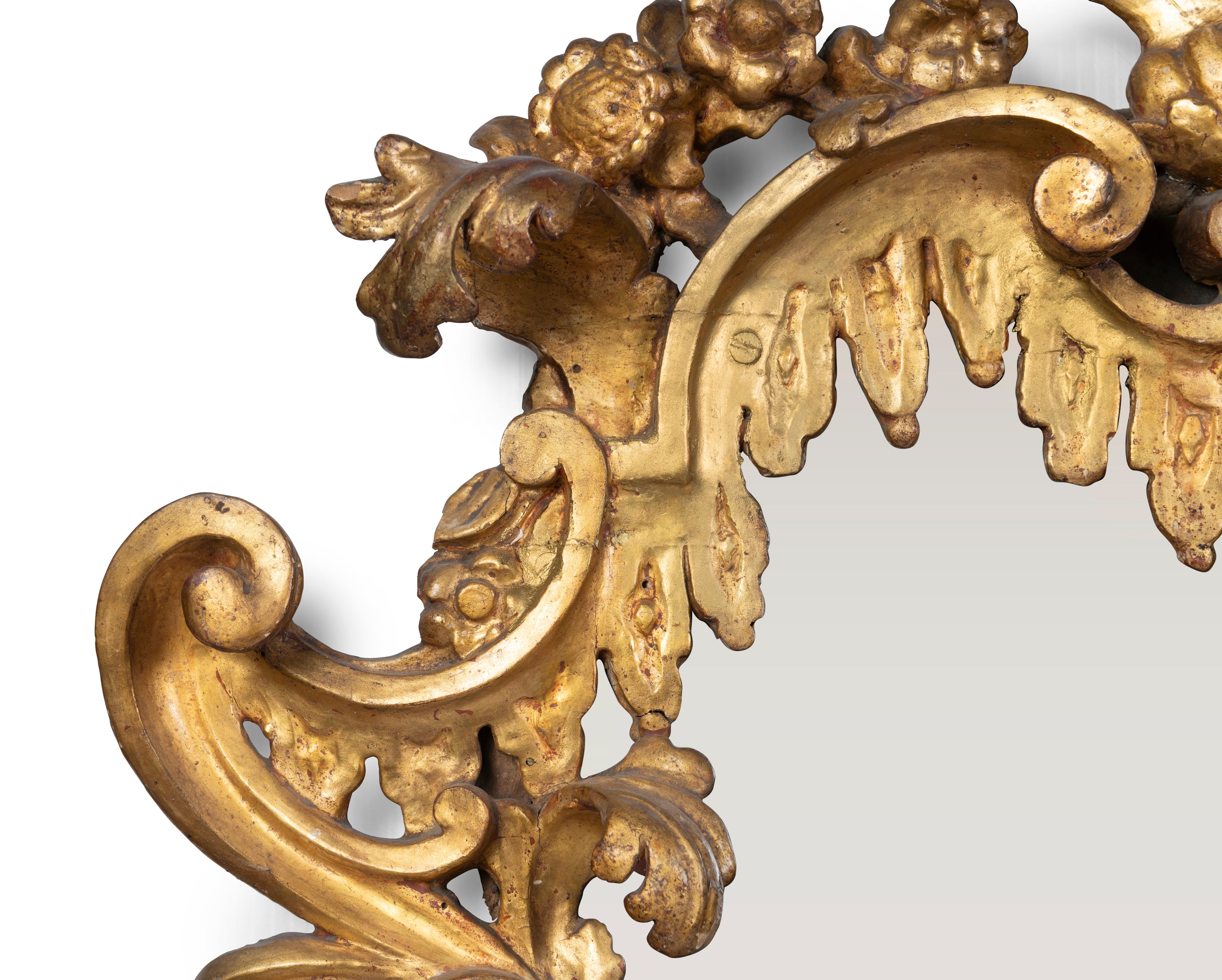 A Pair of Italian Rococo Water Gilt Mirrors, Late 18th Century.