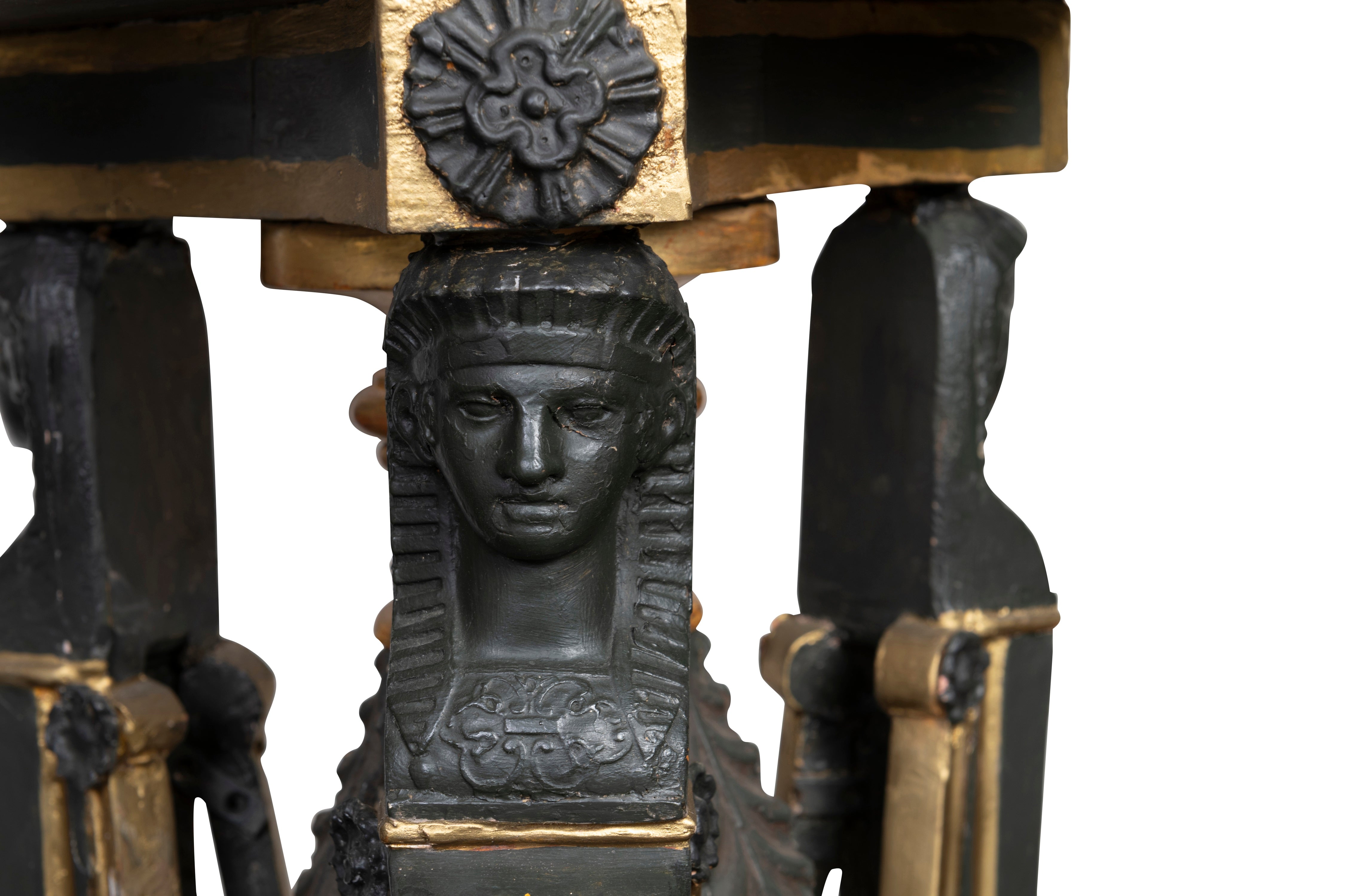 A Pair of French Empire Marble and Polychrome Gueridons