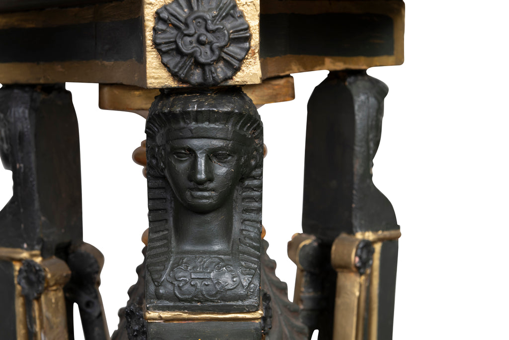 A Pair of French Empire Marble and Polychrome Gueridons