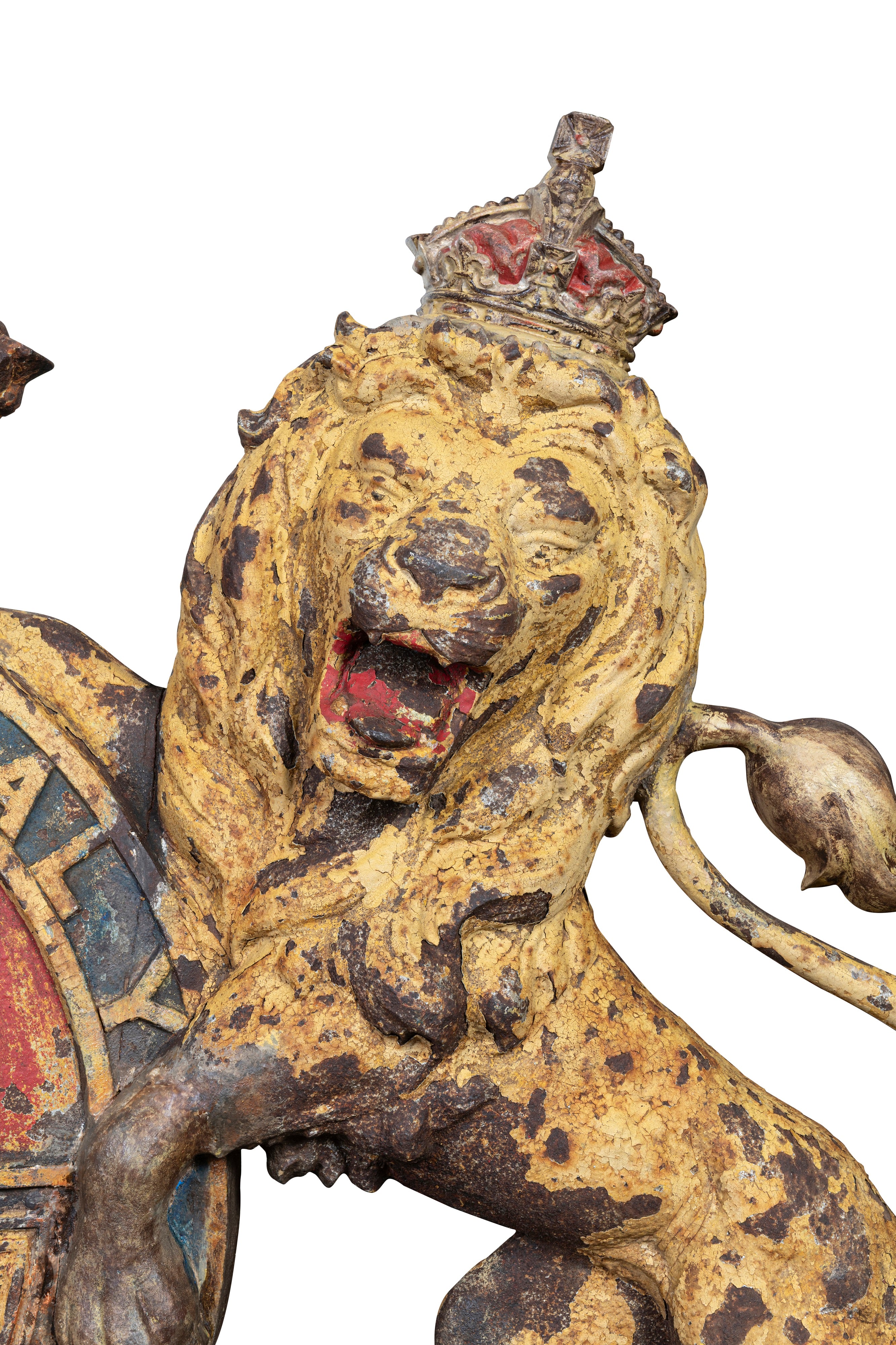 A Large Pair of Cast Iron Royal Coat of Arms, Mid 19th Century