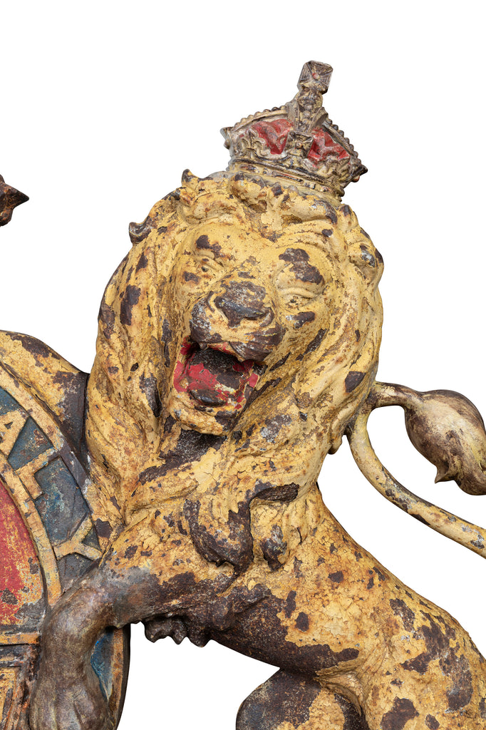 A Large Pair of Cast Iron Royal Coat of Arms, Mid 19th Century