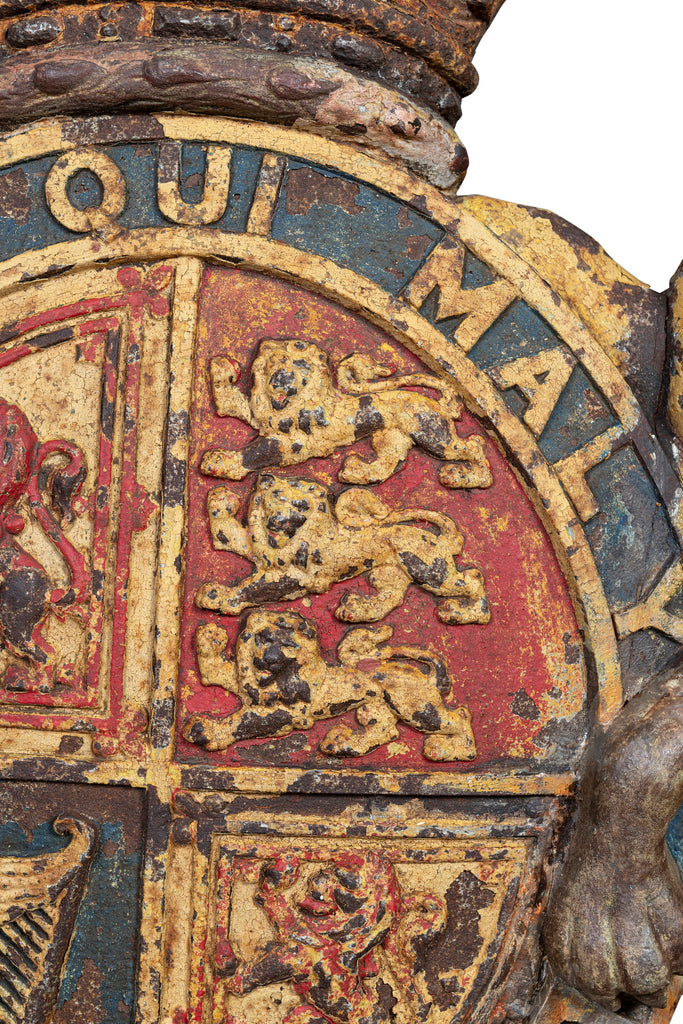 A Large Pair of Cast Iron Royal Coat of Arms, Mid 19th Century