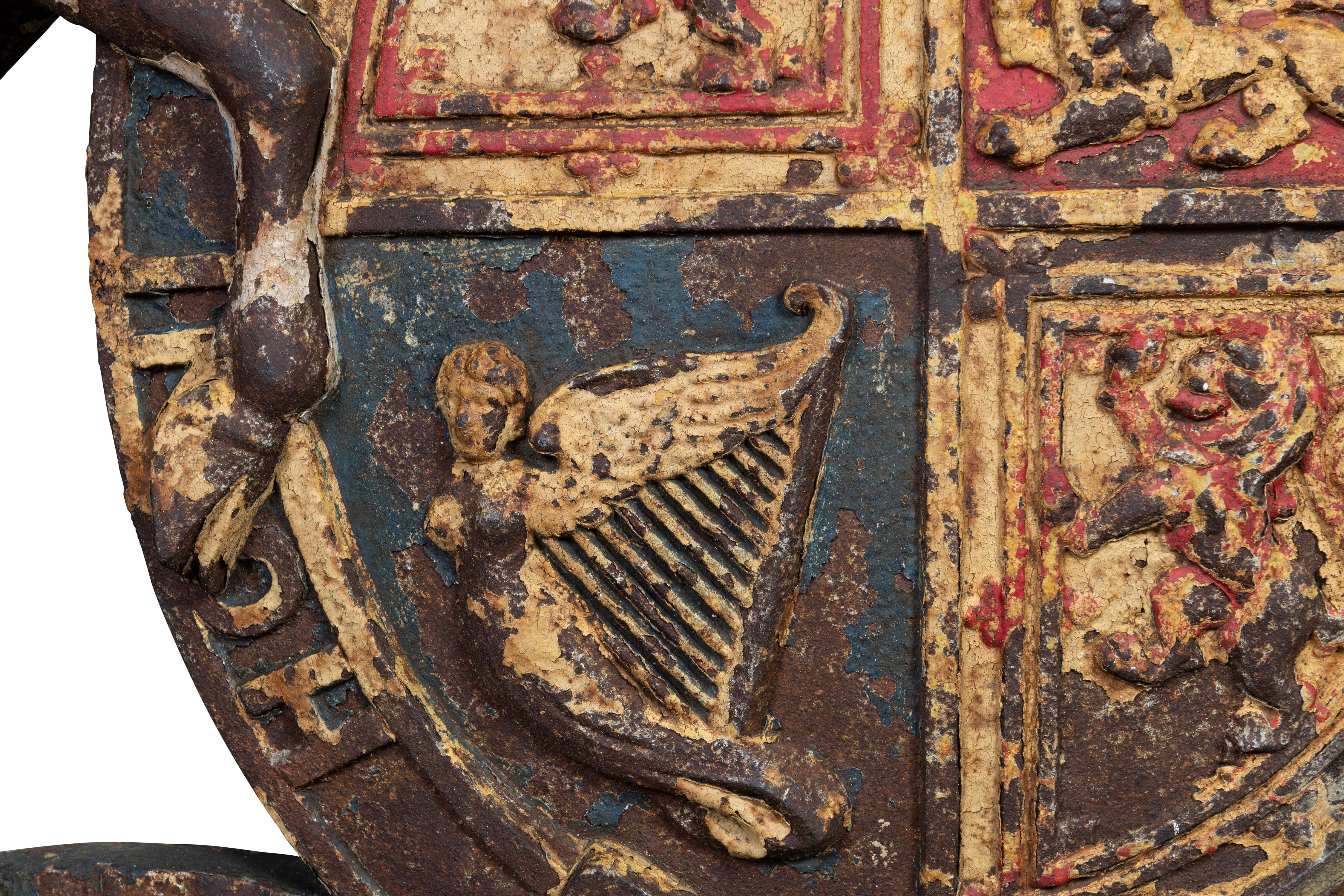 A Large Pair of Cast Iron Royal Coat of Arms, Mid 19th Century