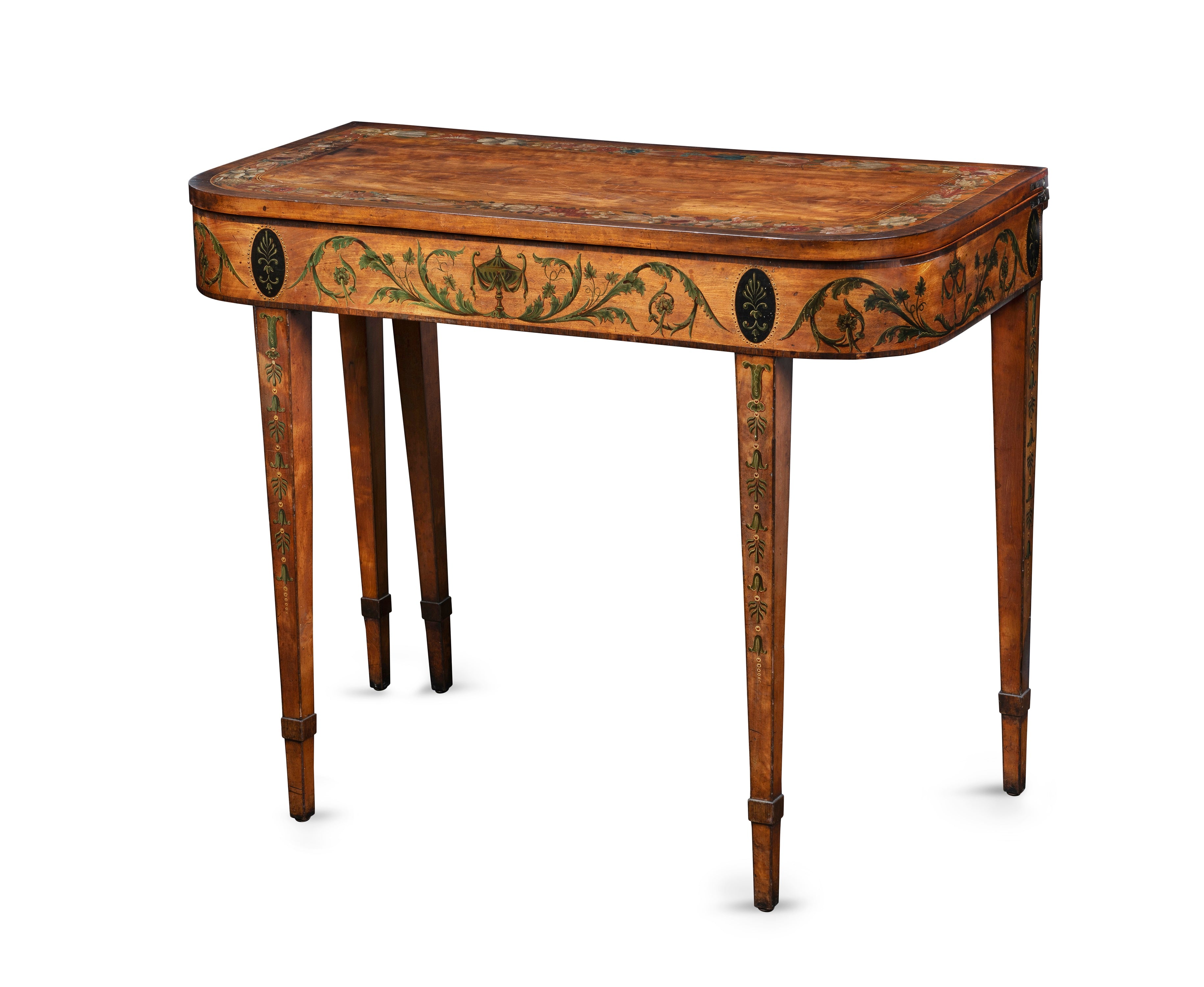 A Fine George III Painted Satinwood Card Table, Circa 1790 Ireland (GS 294)