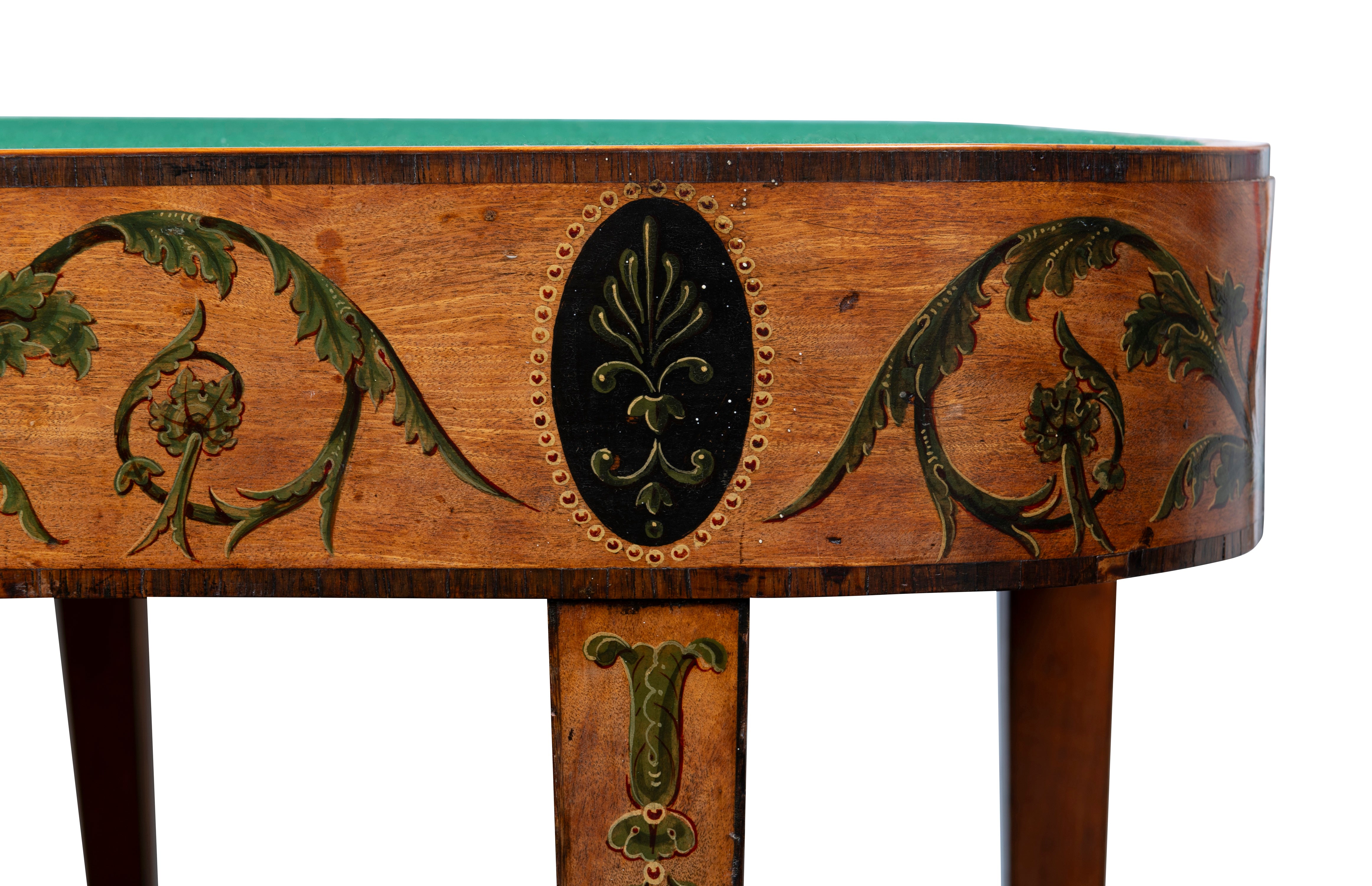 A Fine George III Painted Satinwood Card Table, Circa 1790 Ireland (GS 294)