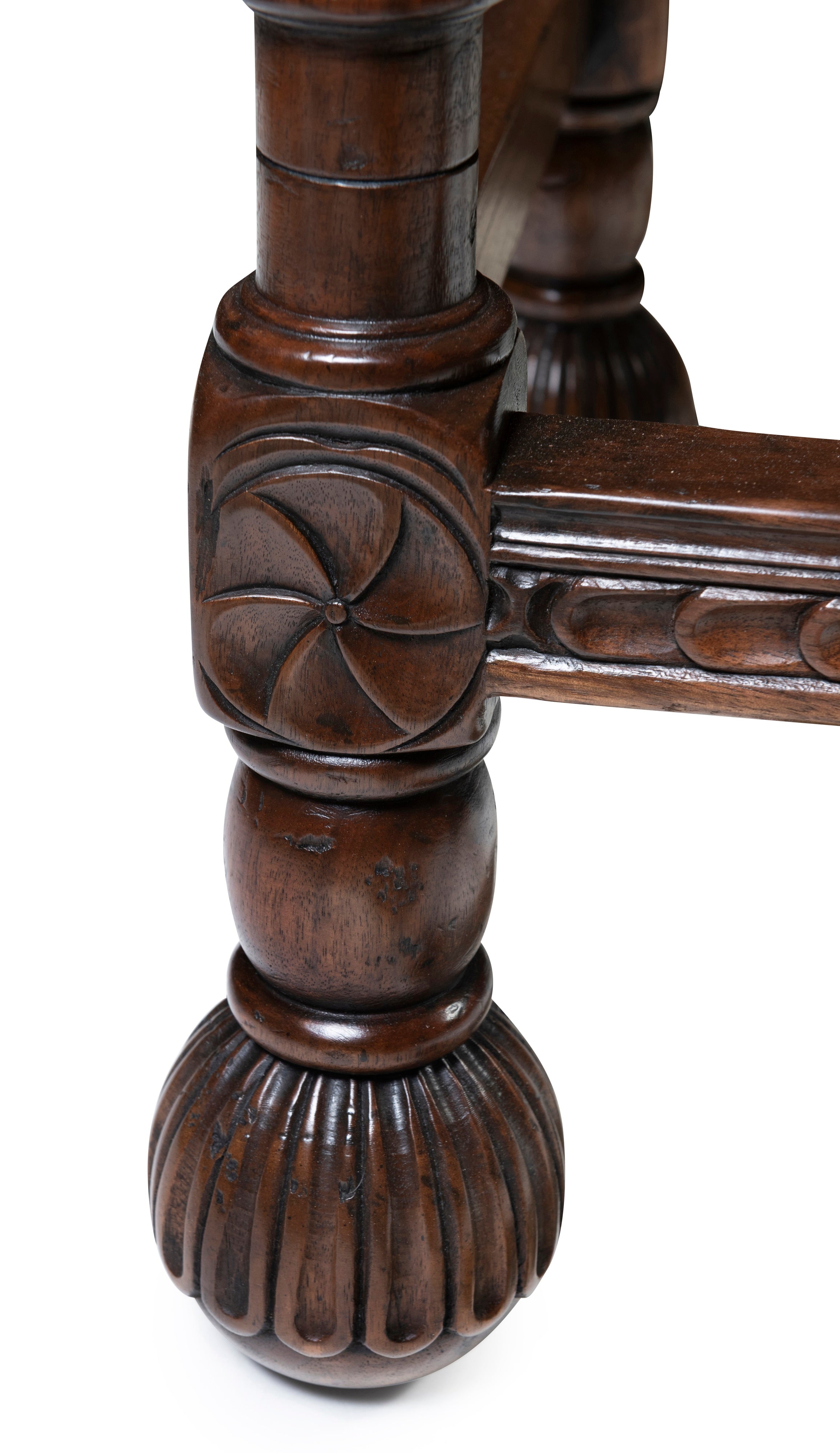 A Pair of Walnut Portuguese Style Side Tables with Single Drawer