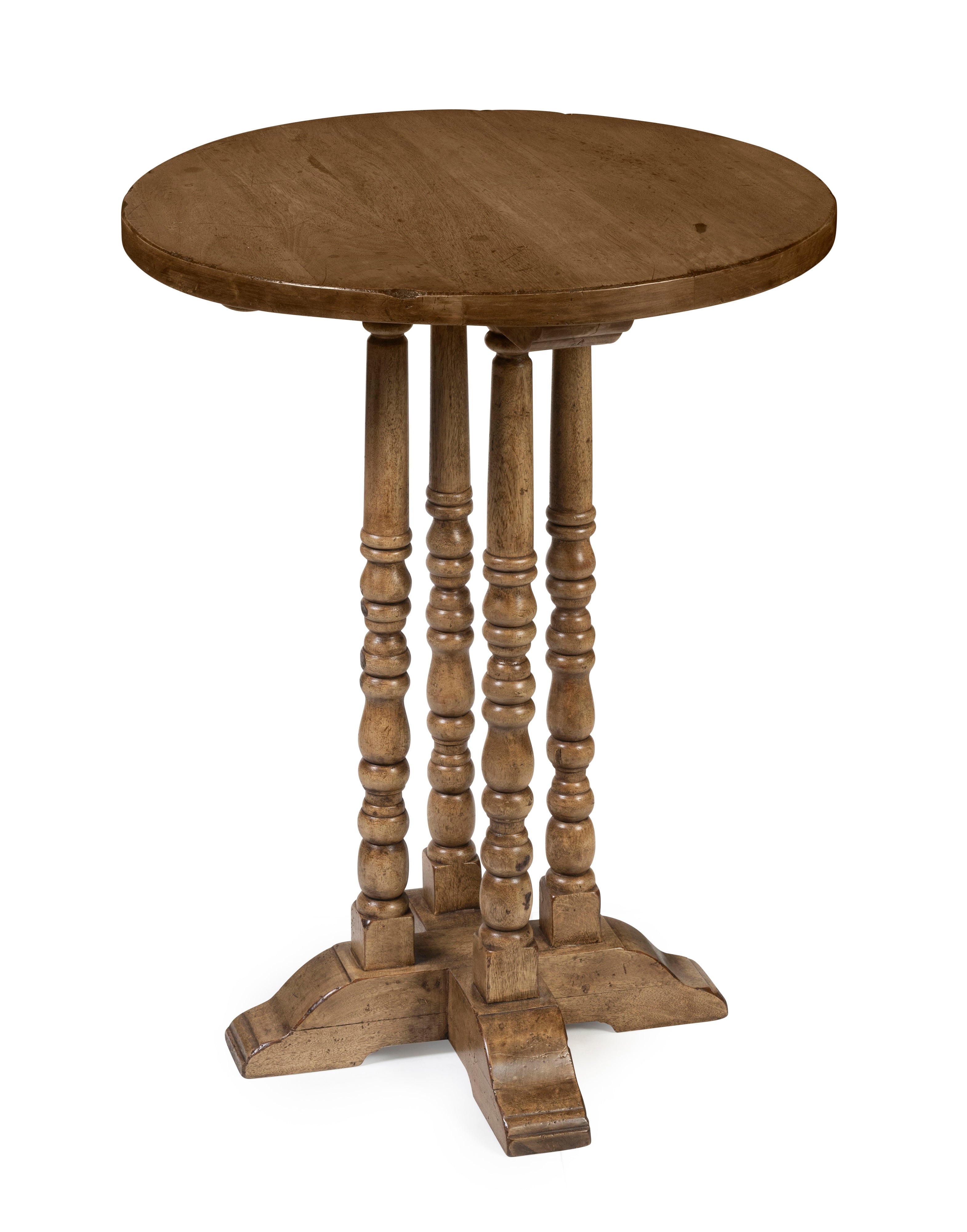 A Pair of Oak Occasional Tables on Spindle Base