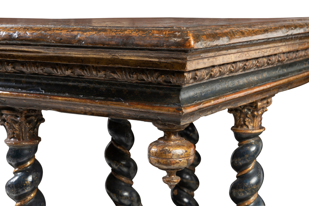 An Exceptional Florentine Parquetry Lacquer and Parcel Gilt Table