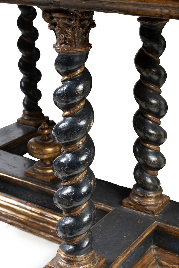 An Exceptional Florentine Parquetry Lacquer and Parcel Gilt Table