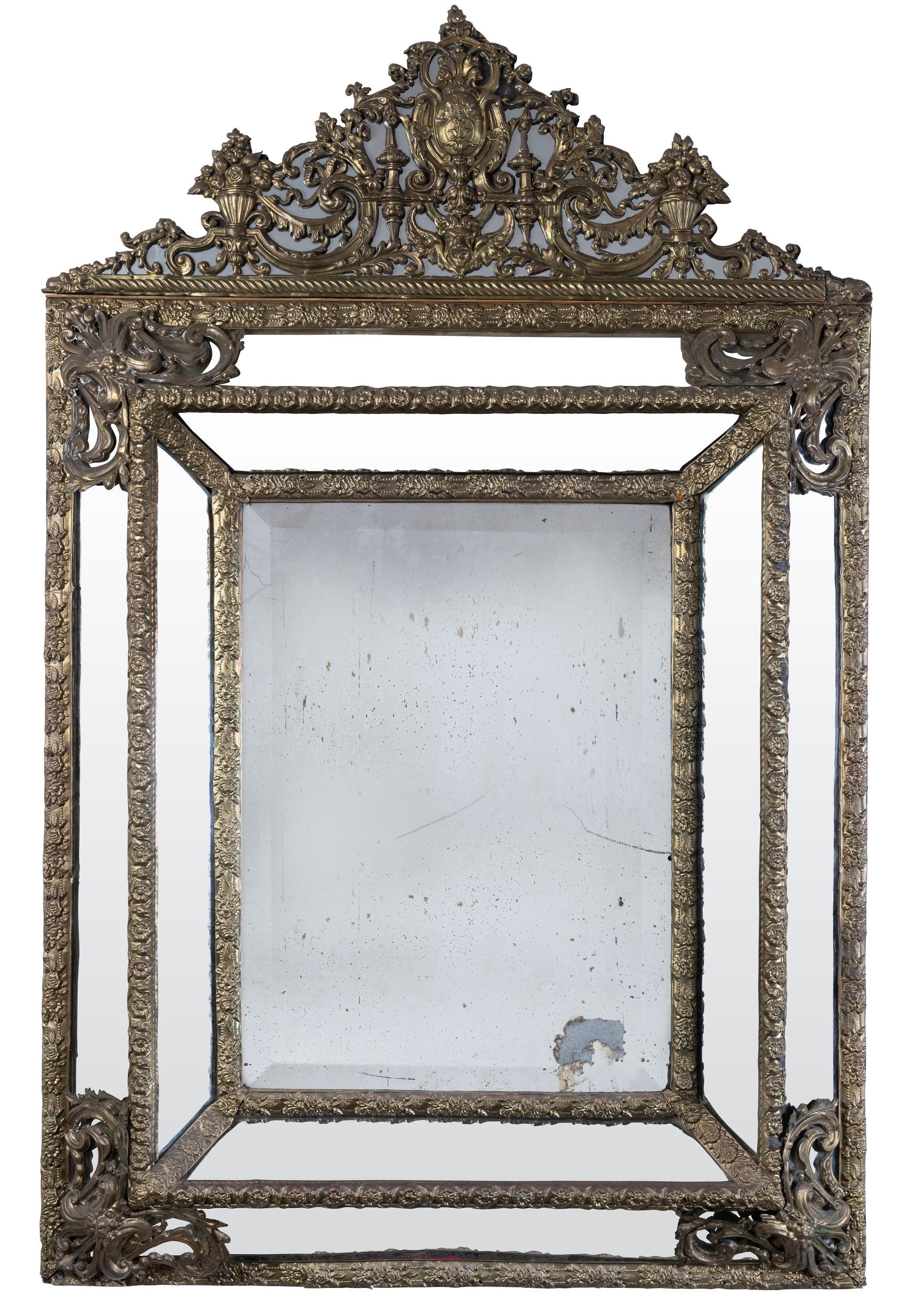 A 19th Century Flemish Embossed Reverse Cushion Fronted Mirror (GS 388)