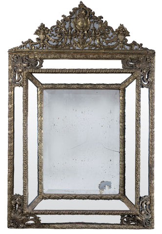 A 19th Century Flemish Embossed Reverse Cushion Fronted Mirror (GS 388)