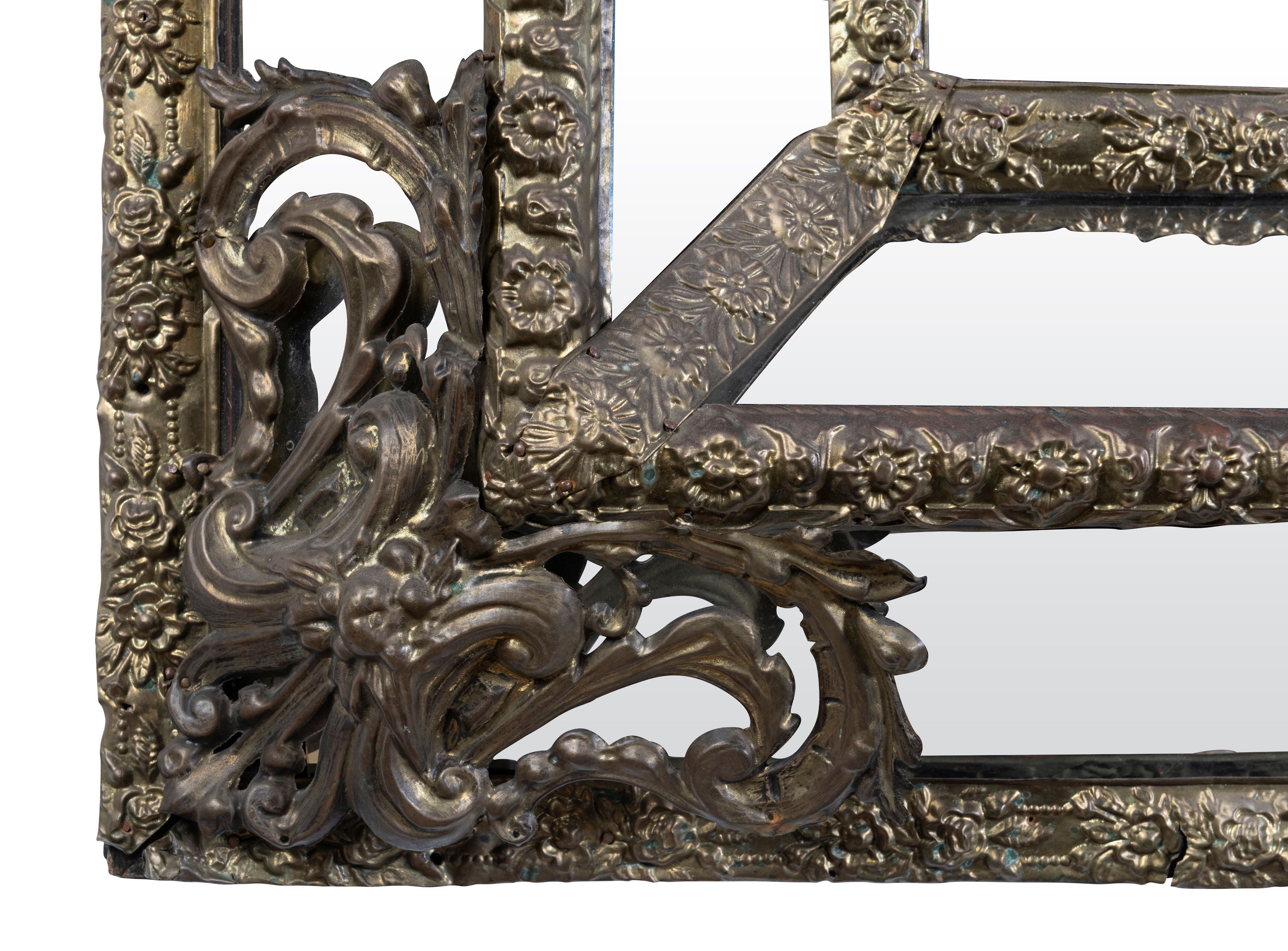 A 19th Century Flemish Embossed Reverse Cushion Fronted Mirror (GS 388)
