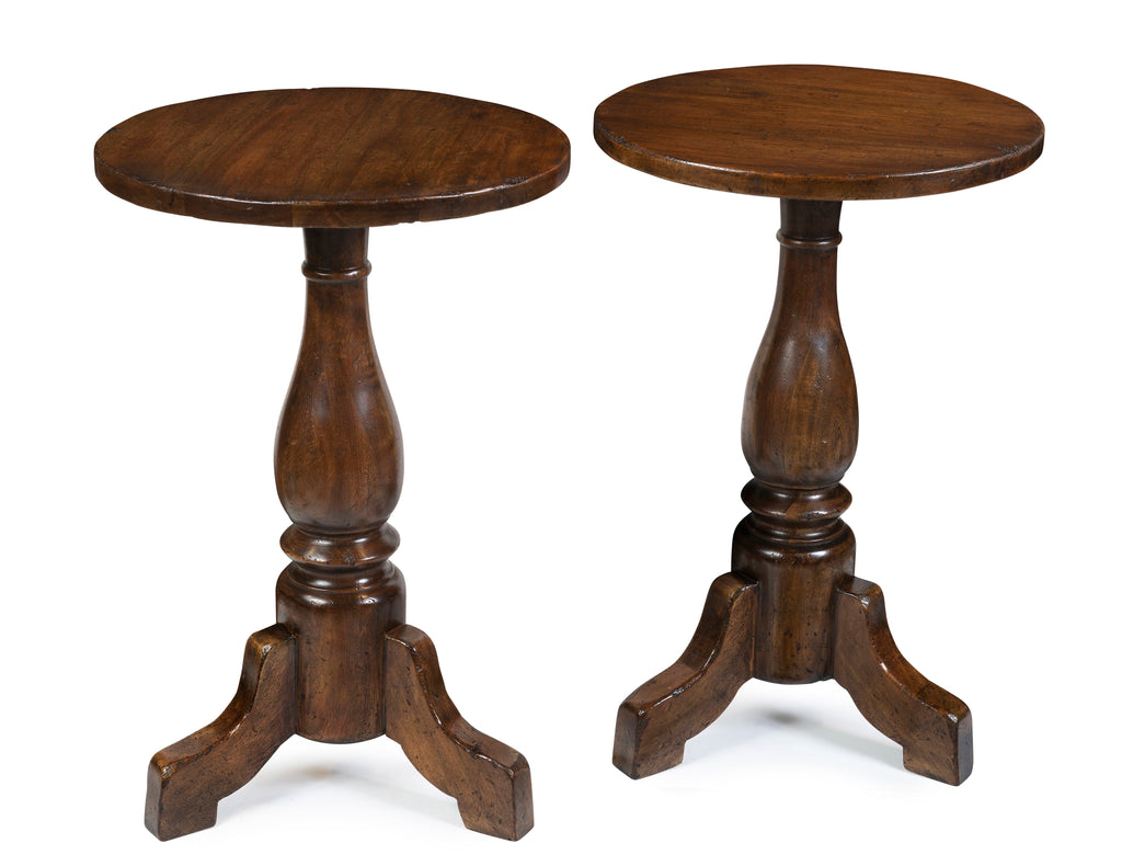 A Pair of Oak Occasional Tables on Turned Bases