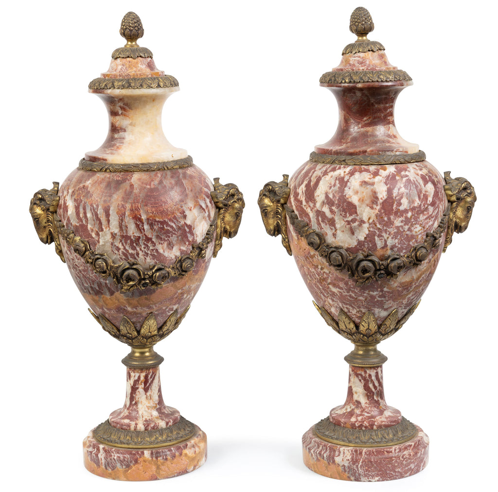 A Pair of French Ormolu and Peche D'alap Marble Cassolettes, 19th Century (GS 342)