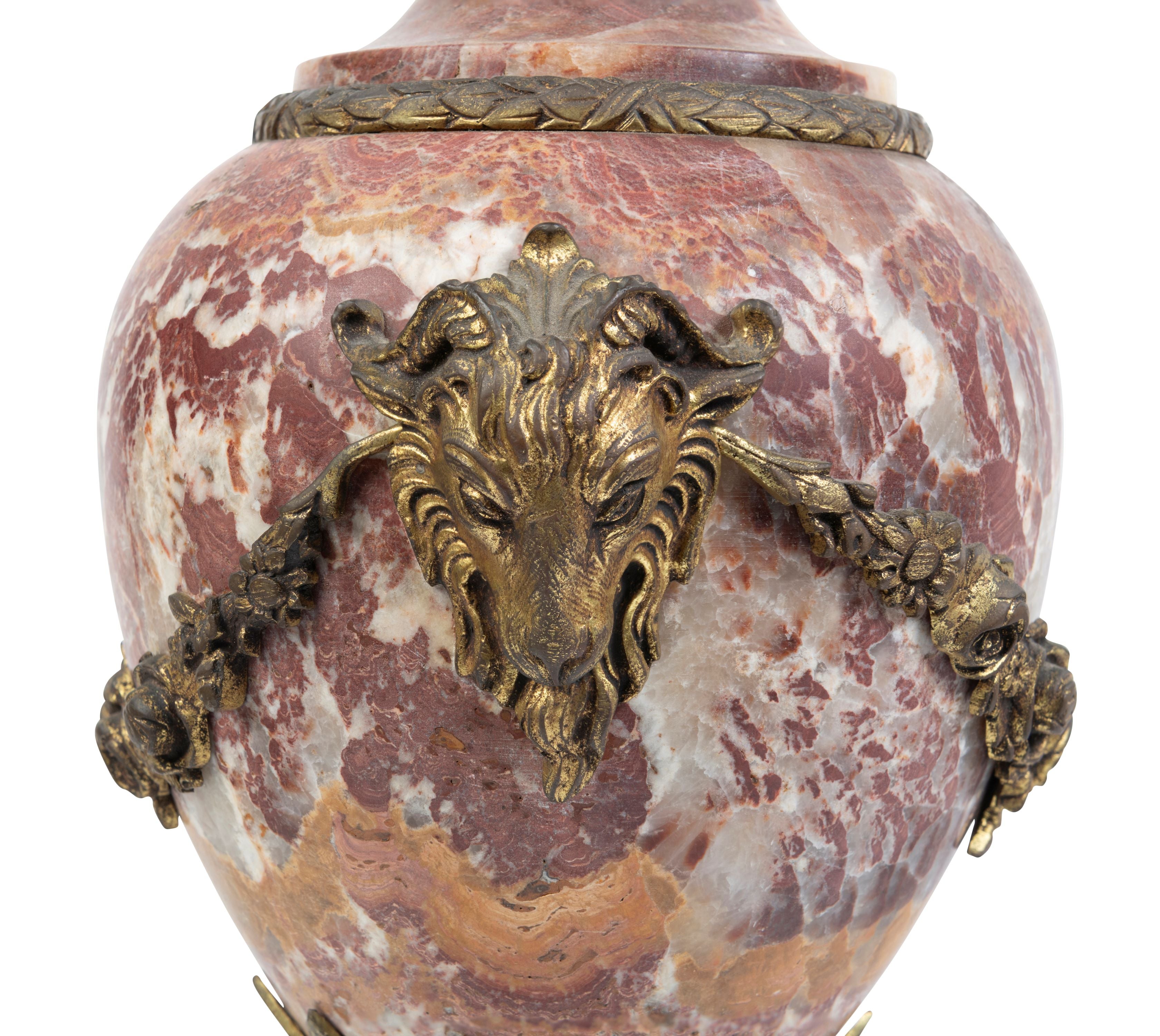 A Pair of French Ormolu and Peche D'alap Marble Cassolettes, 19th Century (GS 342)