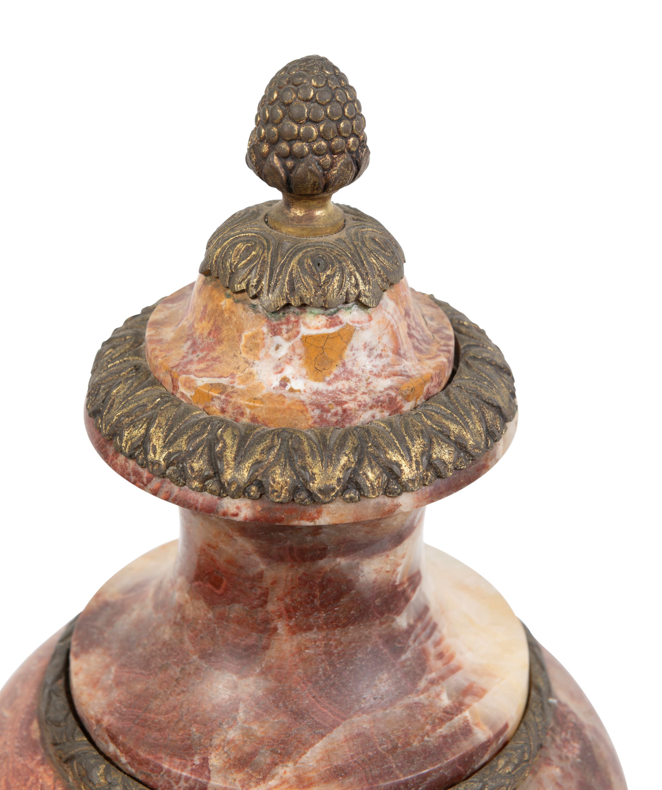 A Pair of French Ormolu and Peche D'alap Marble Cassolettes, 19th Century (GS 342)