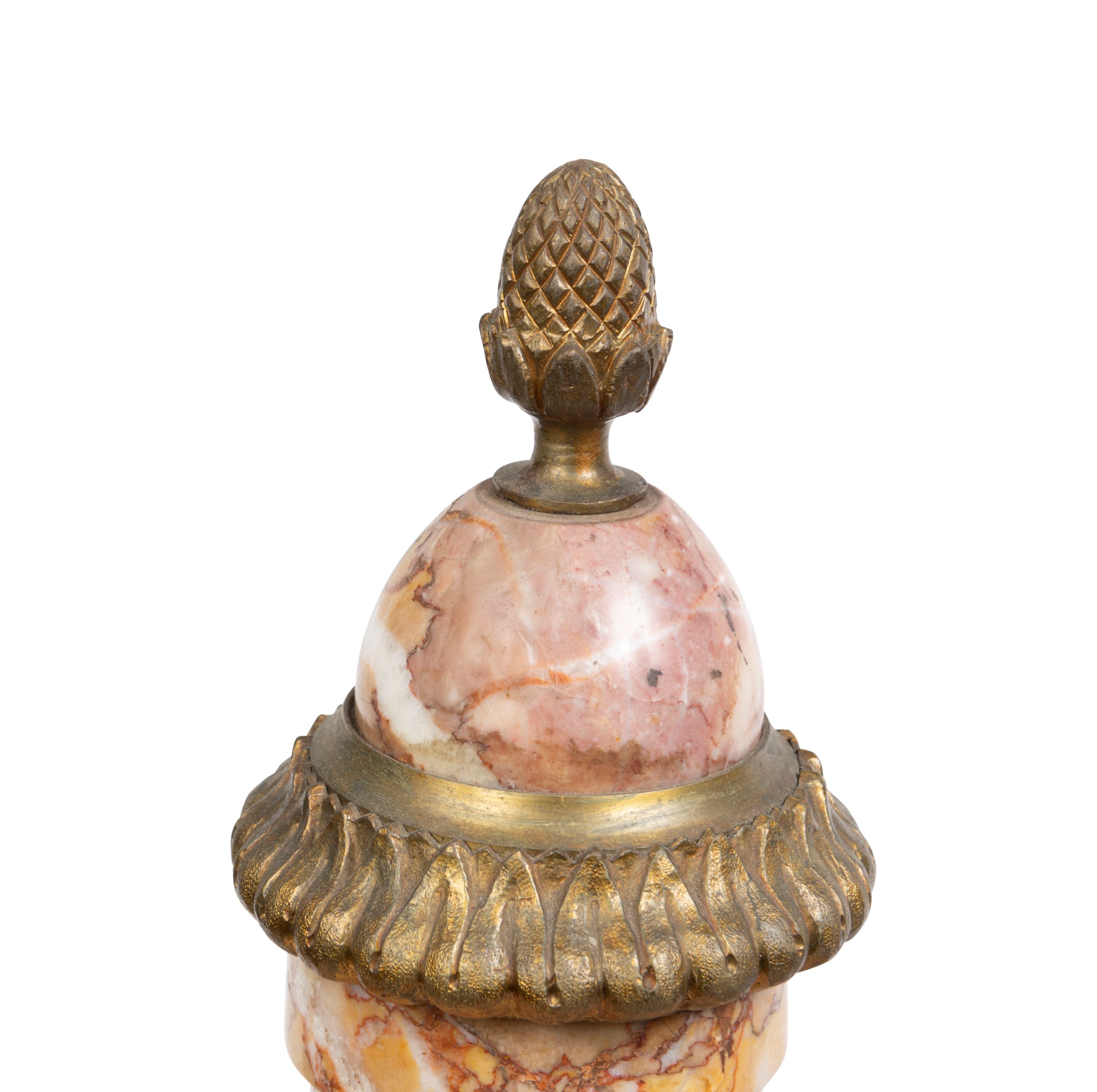 A Pair of French Ormolu Mounted Variegated Marble Cassolettes, 19th Century (GS 341)