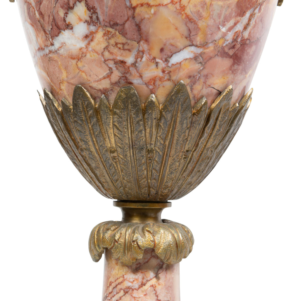 A Pair of French Ormolu Mounted Variegated Marble Cassolettes, 19th Century (GS 341)