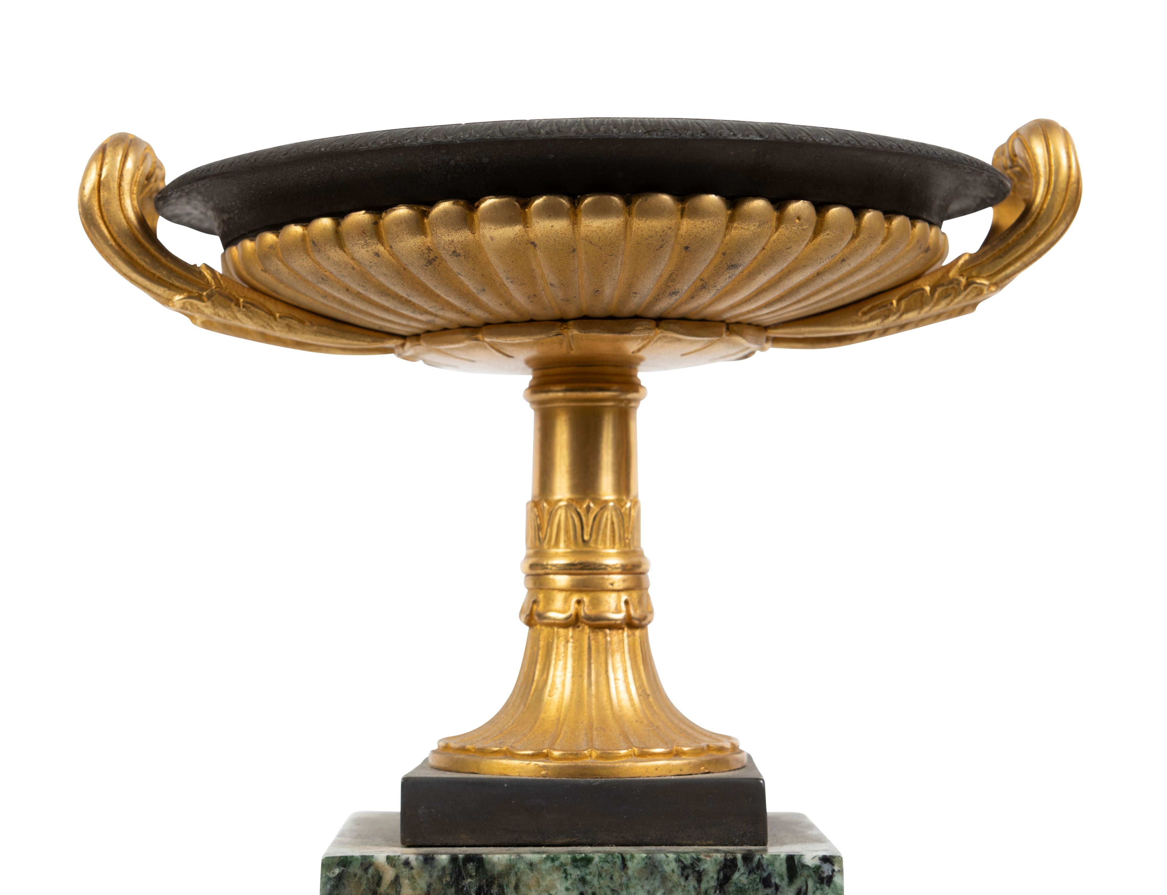 A Pair of French Empire Bronze, Ormolu, and Verde Marble Tazze,  First Quarter of the 19th Century (GS. 279)