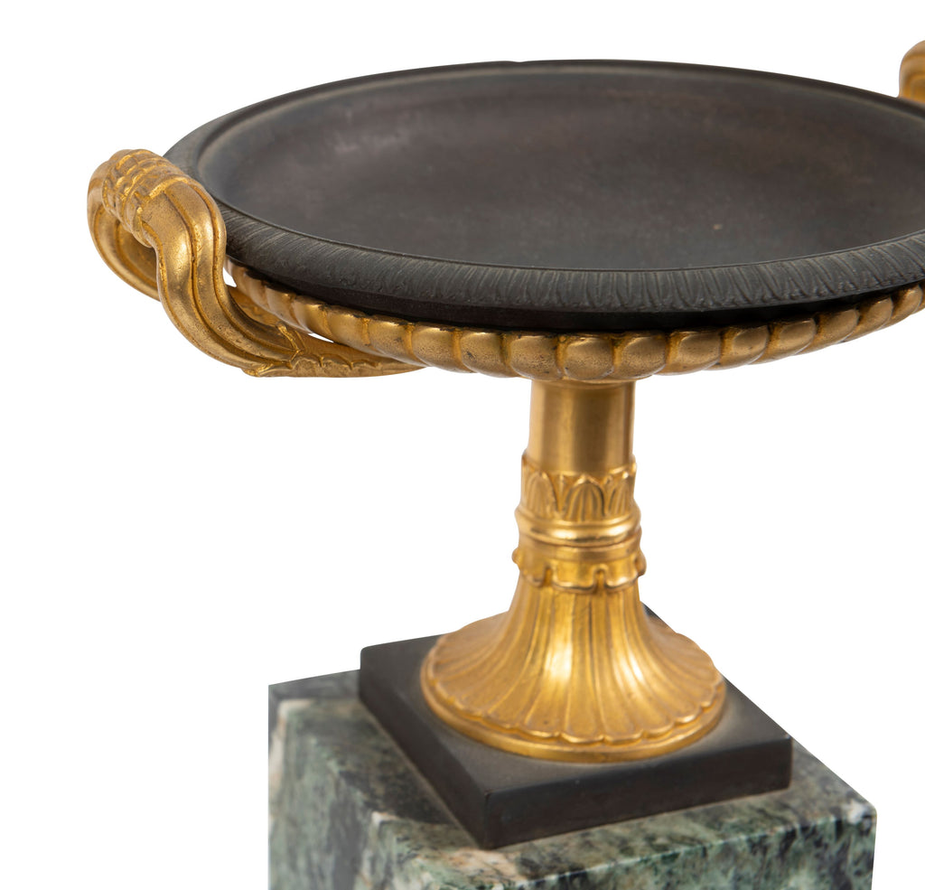 A Pair of French Empire Bronze, Ormolu, and Verde Marble Tazze,  First Quarter of the 19th Century (GS. 279)