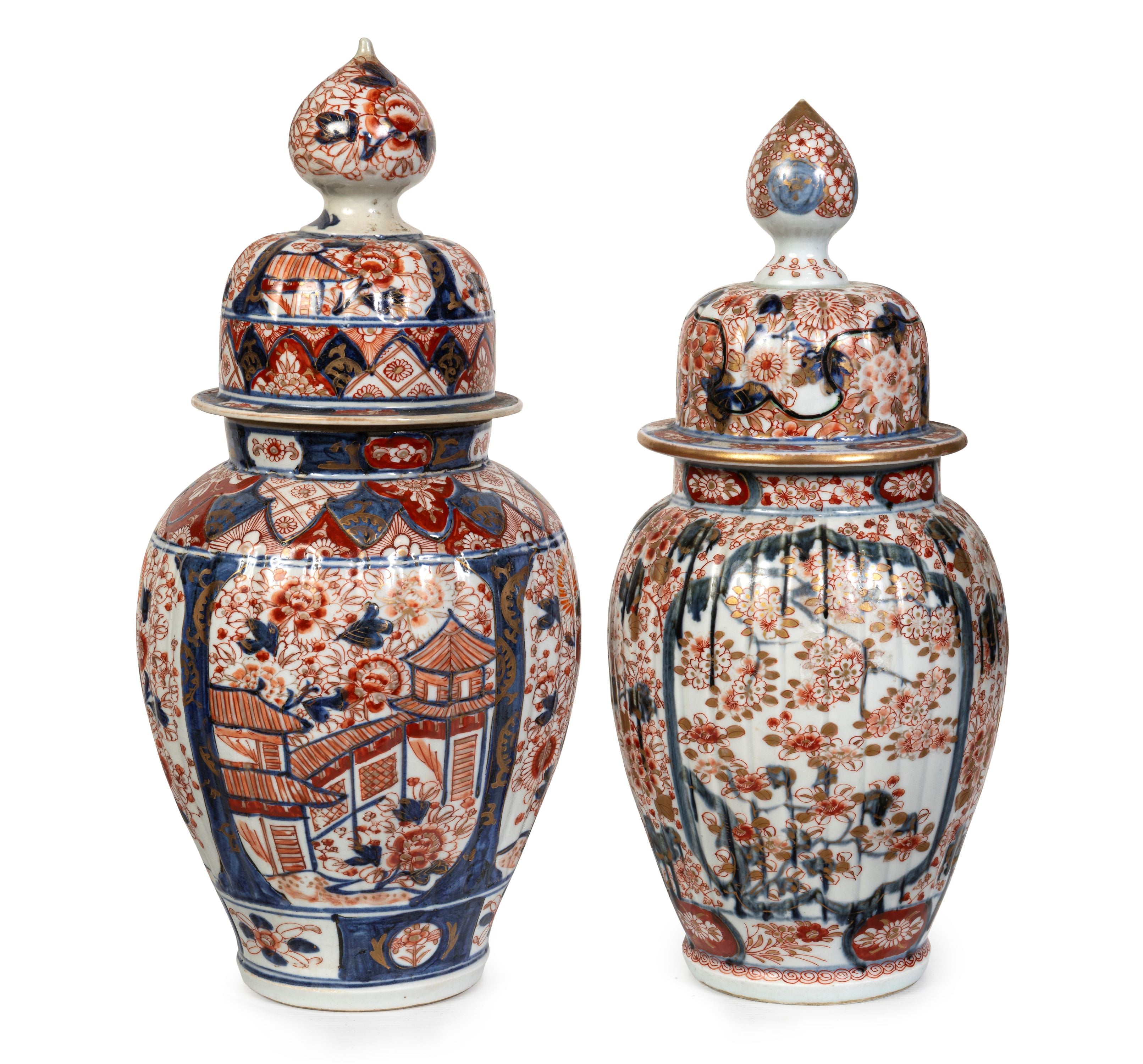 A Pair of Japanese Lidded Imari Vases, 19th Century (GS 329)
