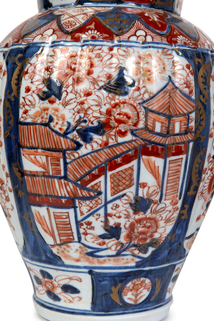 A Pair of Japanese Lidded Imari Vases, 19th Century (GS 329)