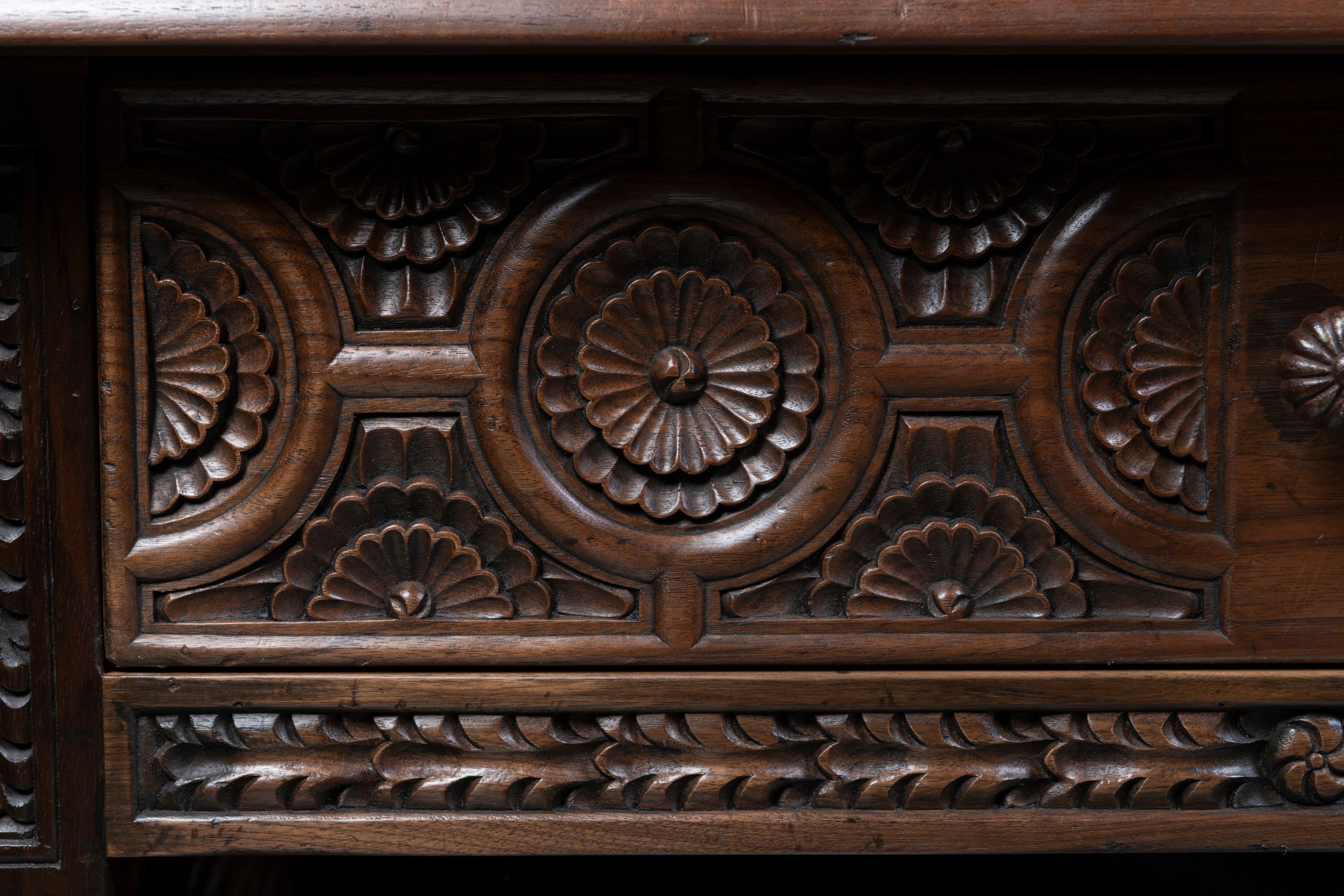 A Finely Carved Walnut Portuguese Style Side Table