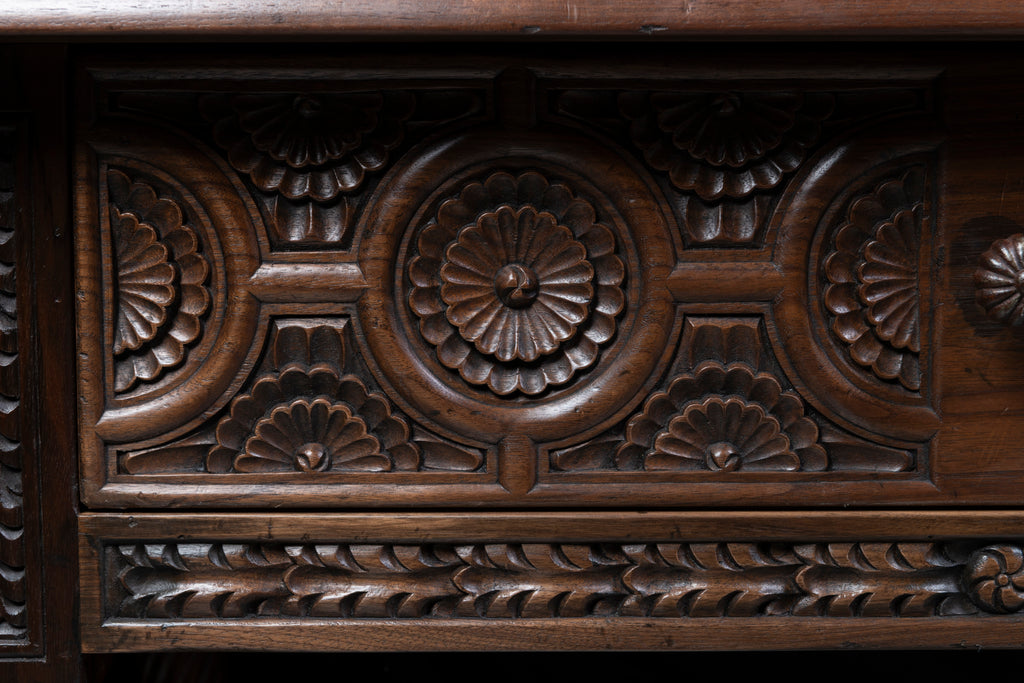 A Finely Carved Walnut Portuguese Style Side Table