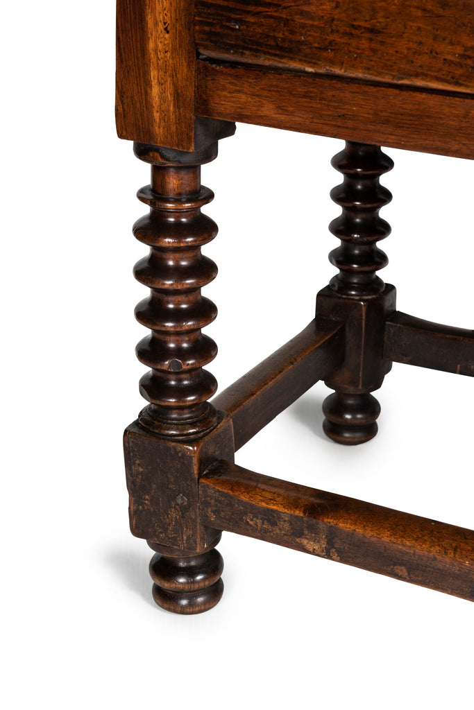 An Antique Spanish Walnut Side Table with Escutcheon
