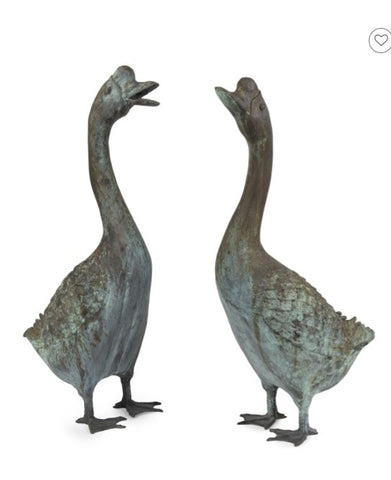 A Pair of Cast Bronze Geese