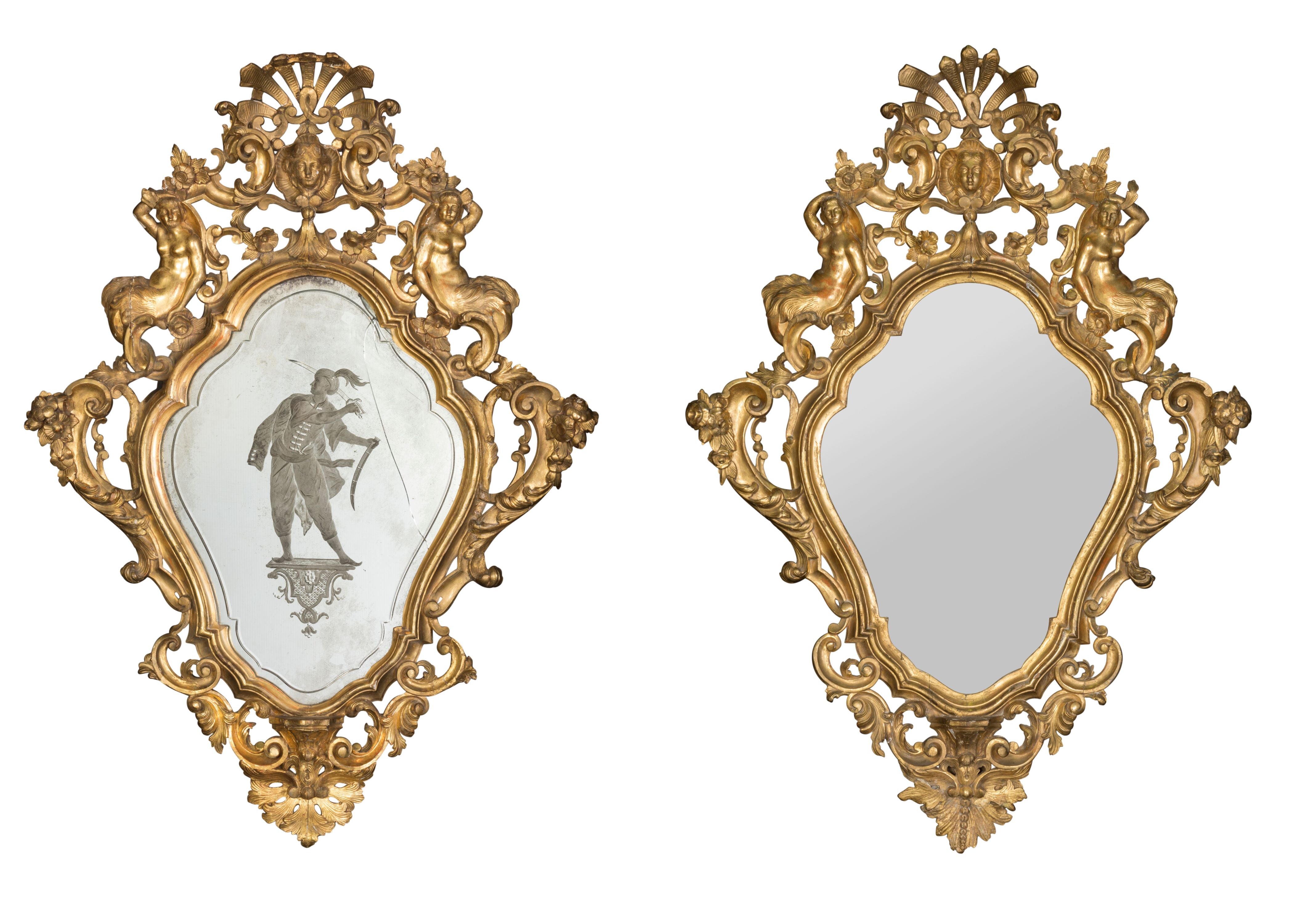 A Pair of Venetian Giltwood Mirrors, late 18th century (GS 422)