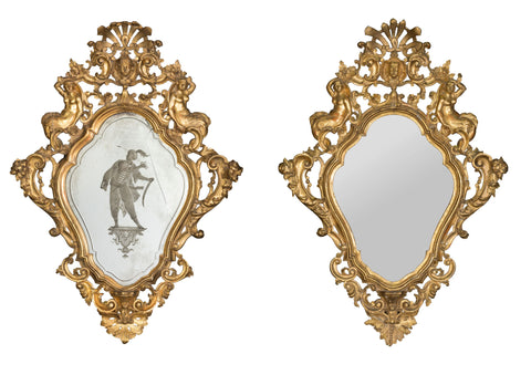 A Pair of Venetian Giltwood Mirrors, late 18th century (GS 422)
