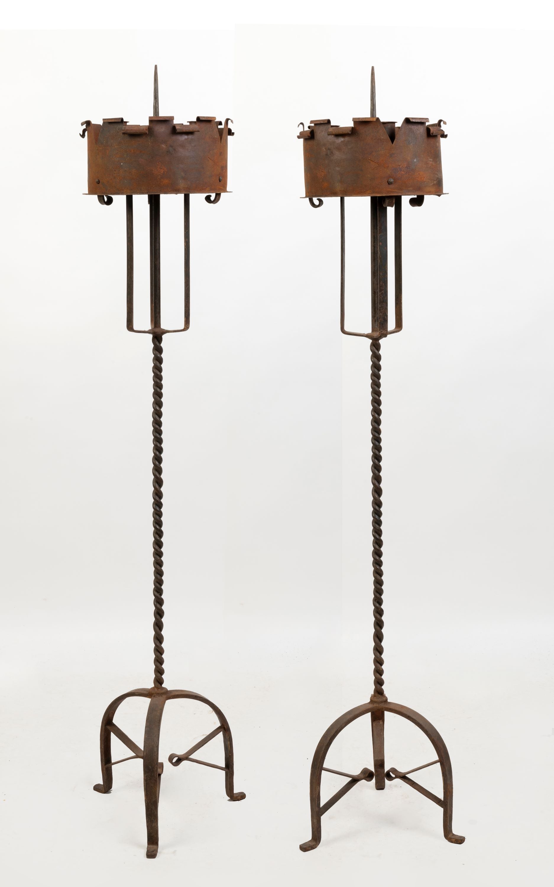 A Pair of Hand Wrought Iron Candle stands.