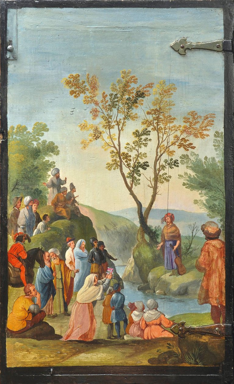 Important Italian Painted, Ivory Inlaid Ebony and Ebonized Cabinet, circa 1860