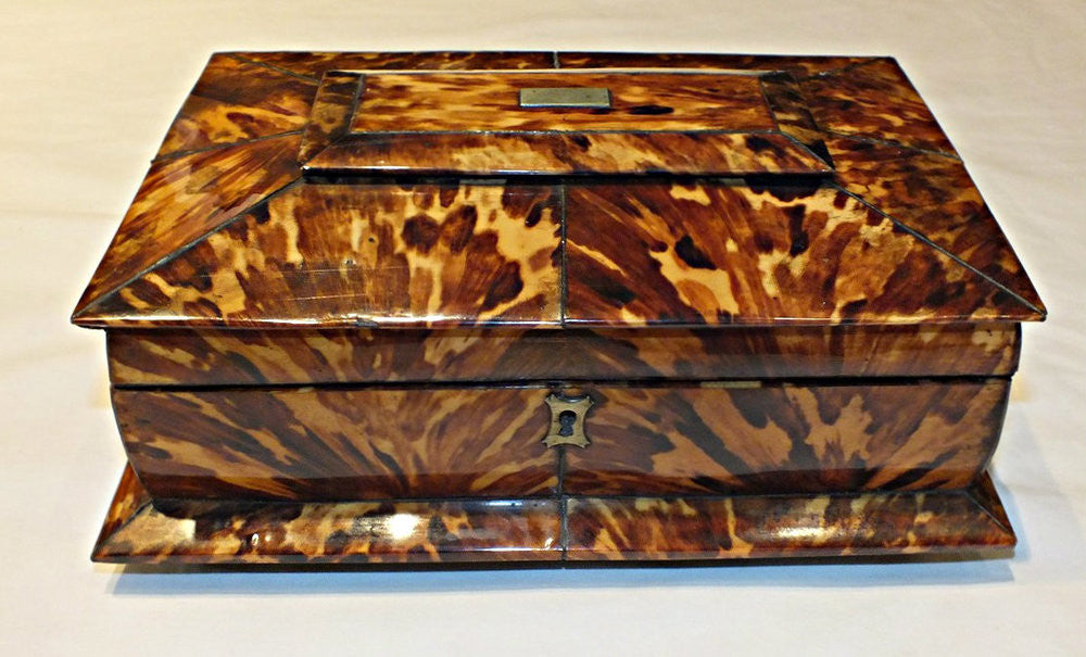 An Early 19th Century Tortoiseshell  Sewing Box