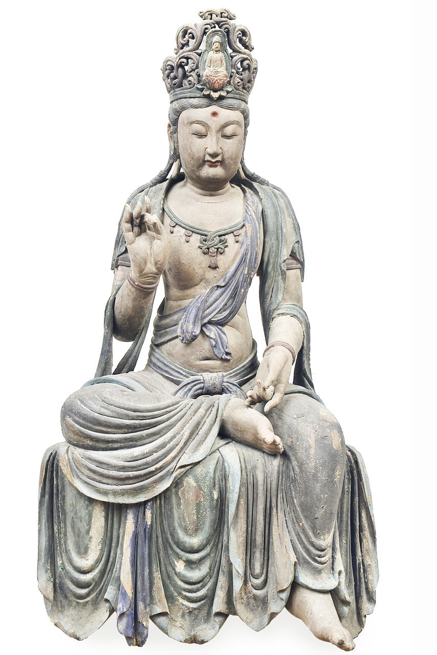 A Chinese Carved Wood Figure of Guanyin, Late Ming Dynasty (1368-1644)