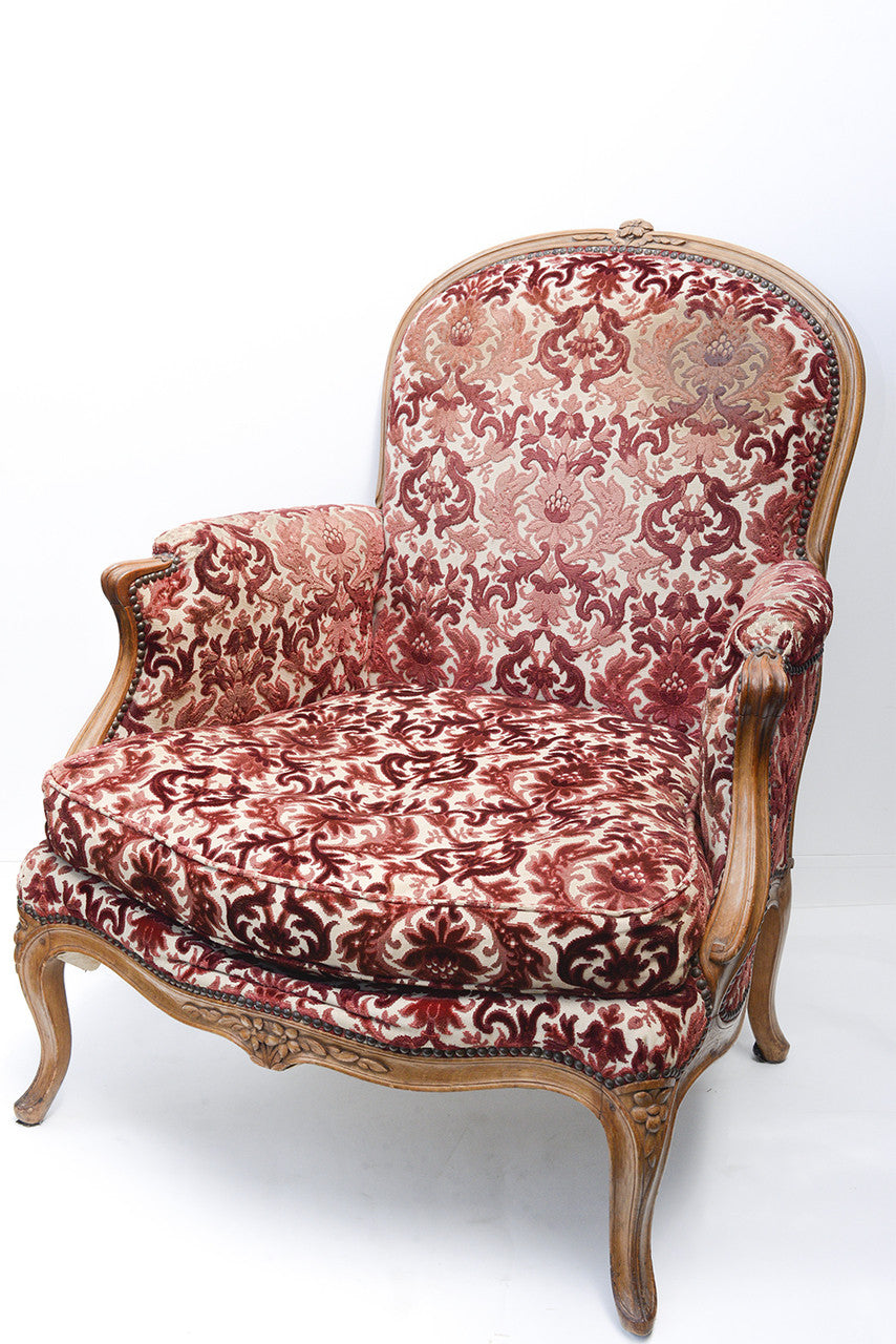 A Fruitwood Louis XV Style Bergere, 19th Century (GS. 412)