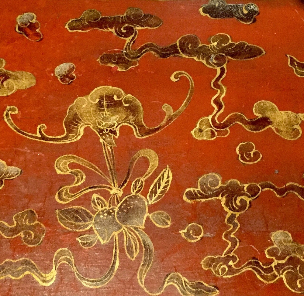 A Pair of Antique Chinese Red Lacquered Cabinets