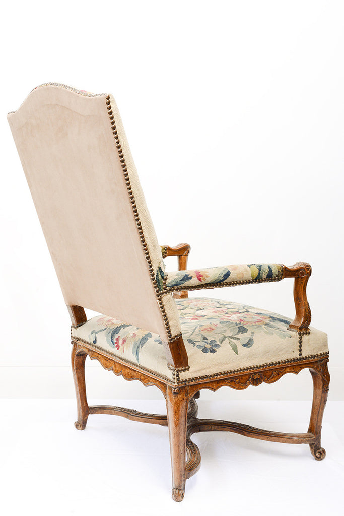 A Pair of Louis XV Walnut Framed Armchairs